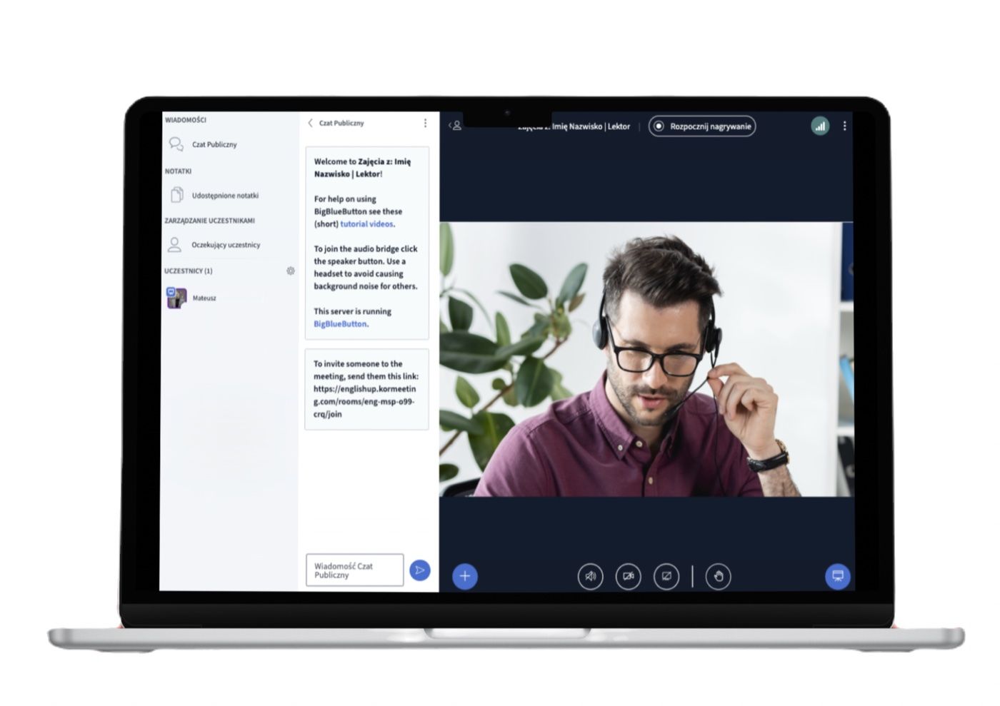 Platforma ENGLISHUP — zajęcia online przez przeglądarkę